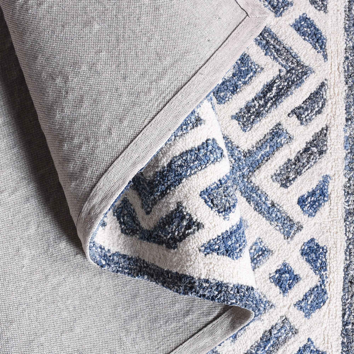 Monolith & Heart Boesman-III Hand-Tufted Recycled Denim & Wool Rug, Blue