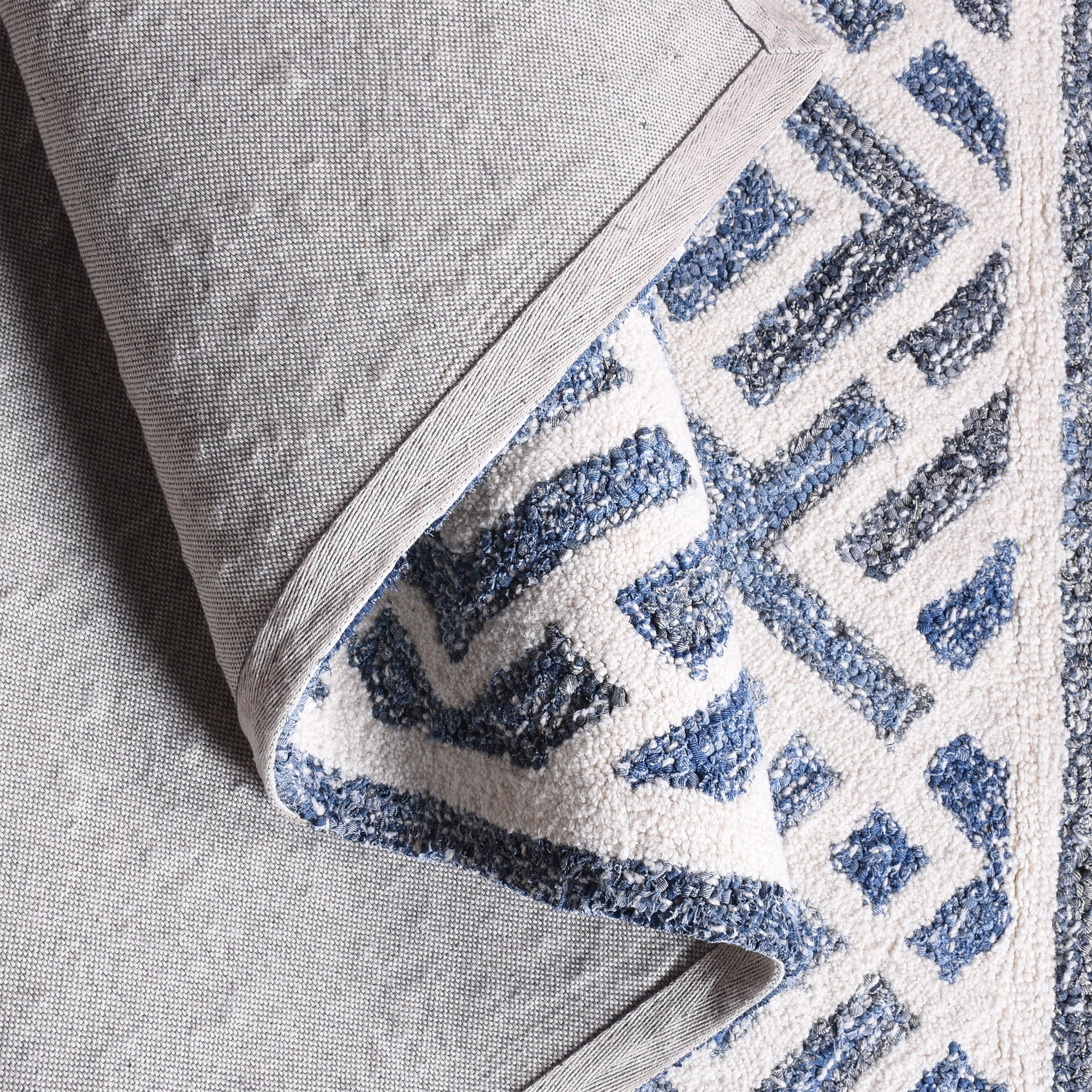 BOESMAN-III RUG - BLUE/IVORY - HAND TUFTED - COTTON DENIM/WOOL