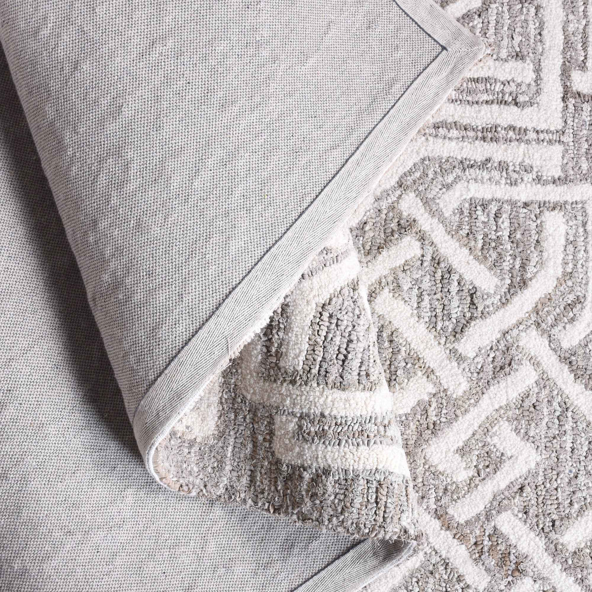 Monolith & Heart Botner-II Hand-Tufted Recycled Denim & Wool Rug, Beige & Ivory