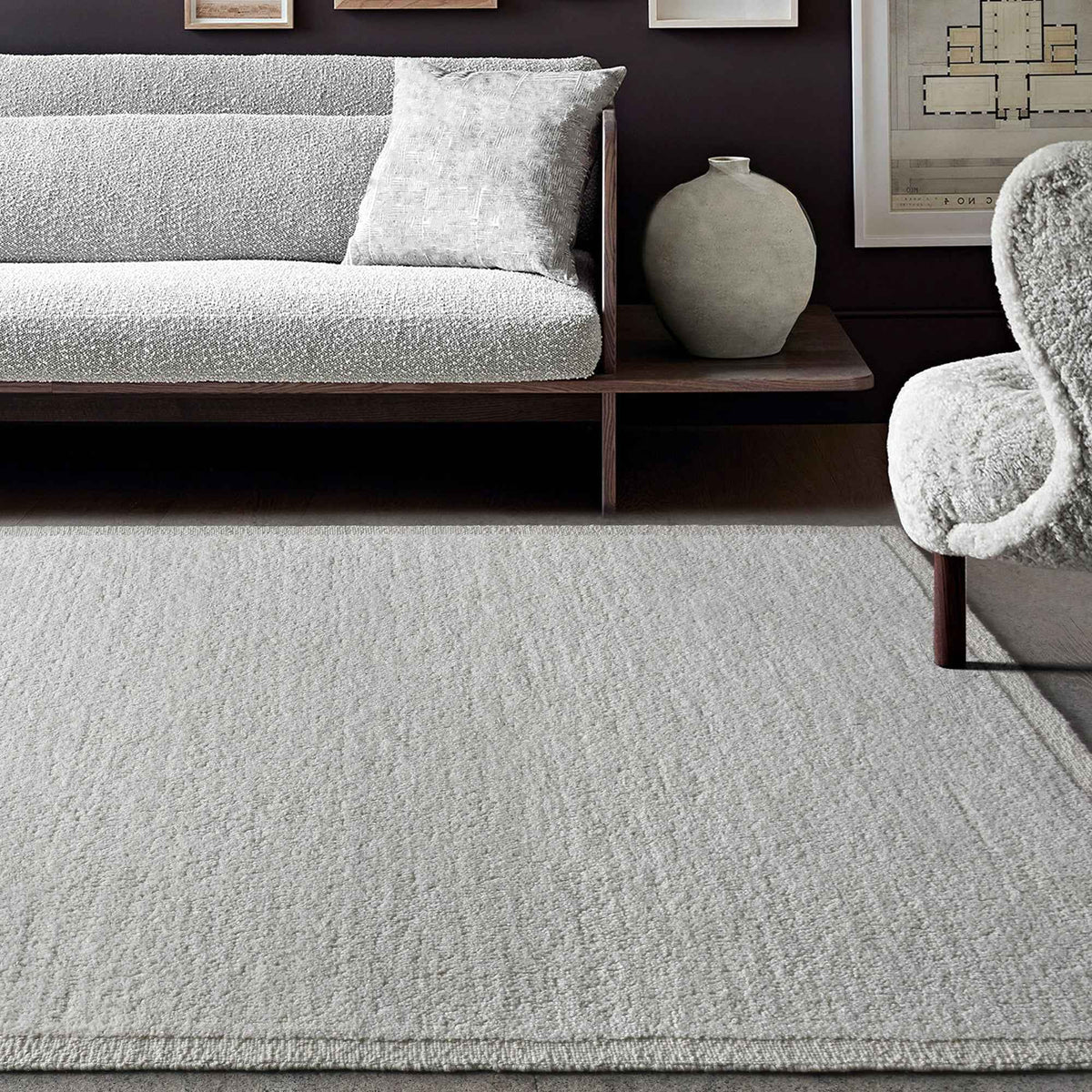 Monolith & Heart Bouvet Hand-Woven Wool Rug, High Pile, Ivory, Multiple Sizes