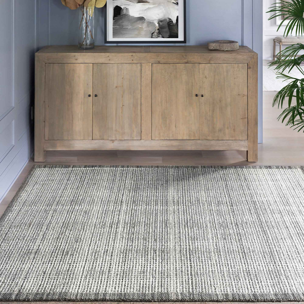 Monolith & Heart Bramble Hand-Woven Wool Rug, Ivory and Grey, Multiple Sizes
