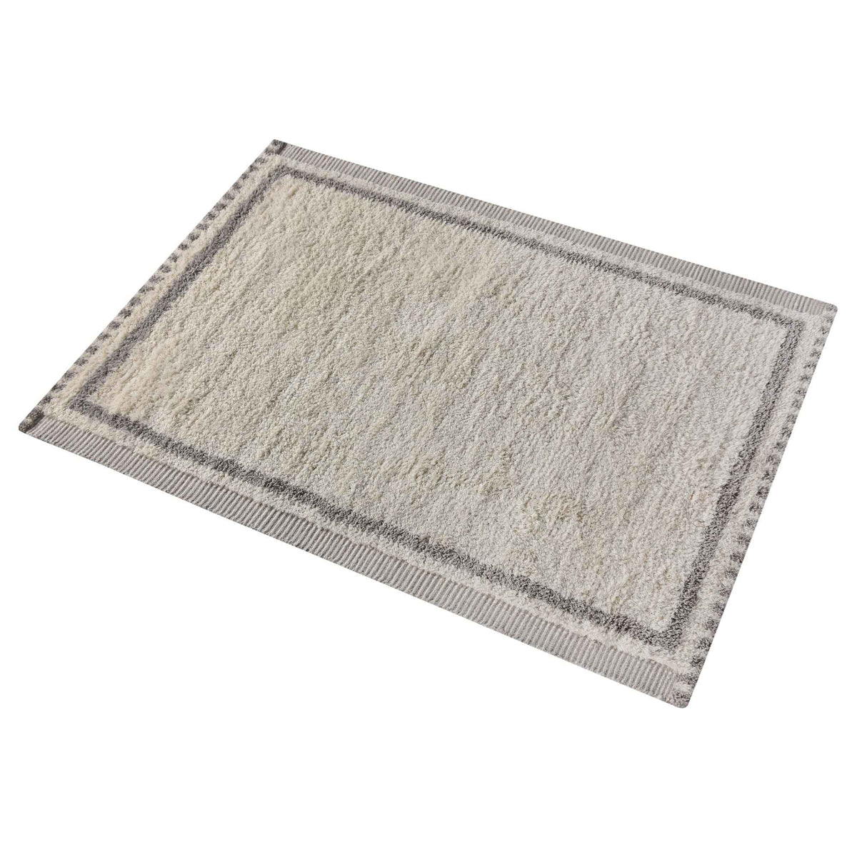 Monolith & Heart Brayden Hand-Woven New Zealand Wool Rug, Natural White & Grey