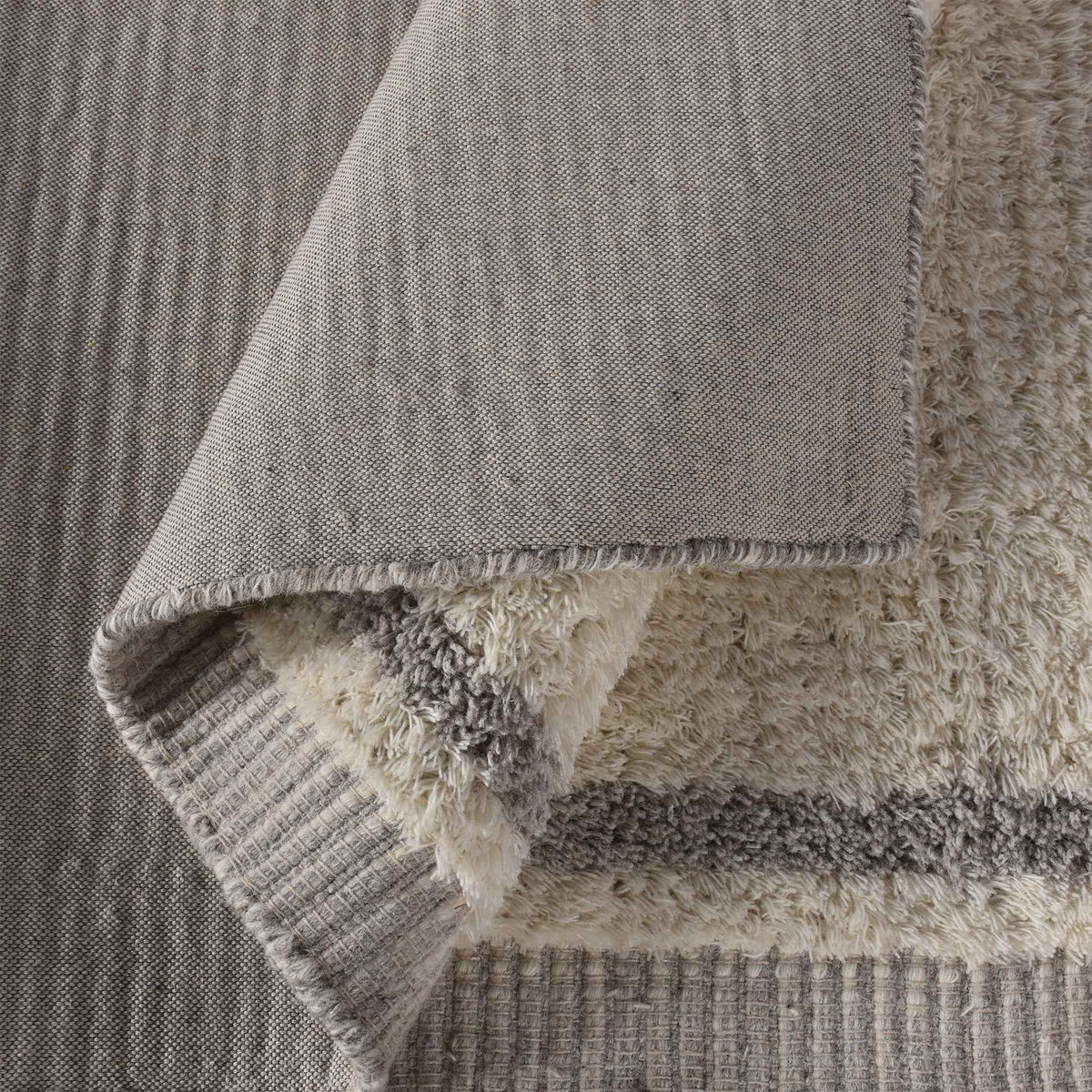Monolith & Heart Brayden Hand-Woven New Zealand Wool Rug, Natural White & Grey