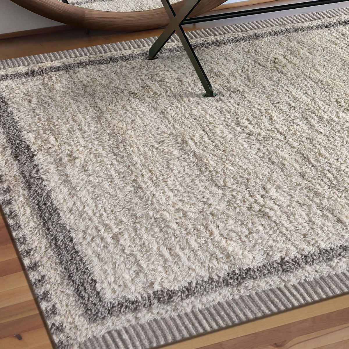 Monolith & Heart Brayden Hand-Woven New Zealand Wool Rug, Natural White & Grey