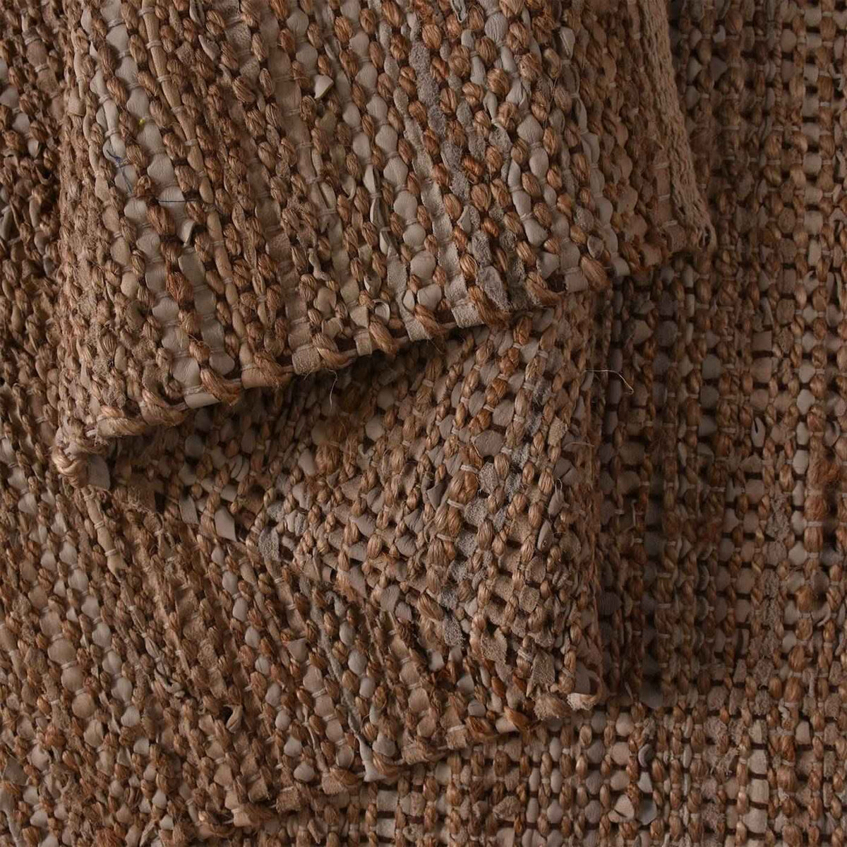 Monolith & Heart Brayton Hand-Woven Leather & Jute Rug, Natural & Beige