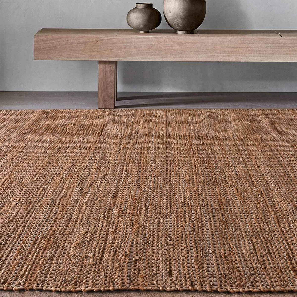 Monolith & Heart Brayton Hand-Woven Leather & Jute Rug, Natural & Beige