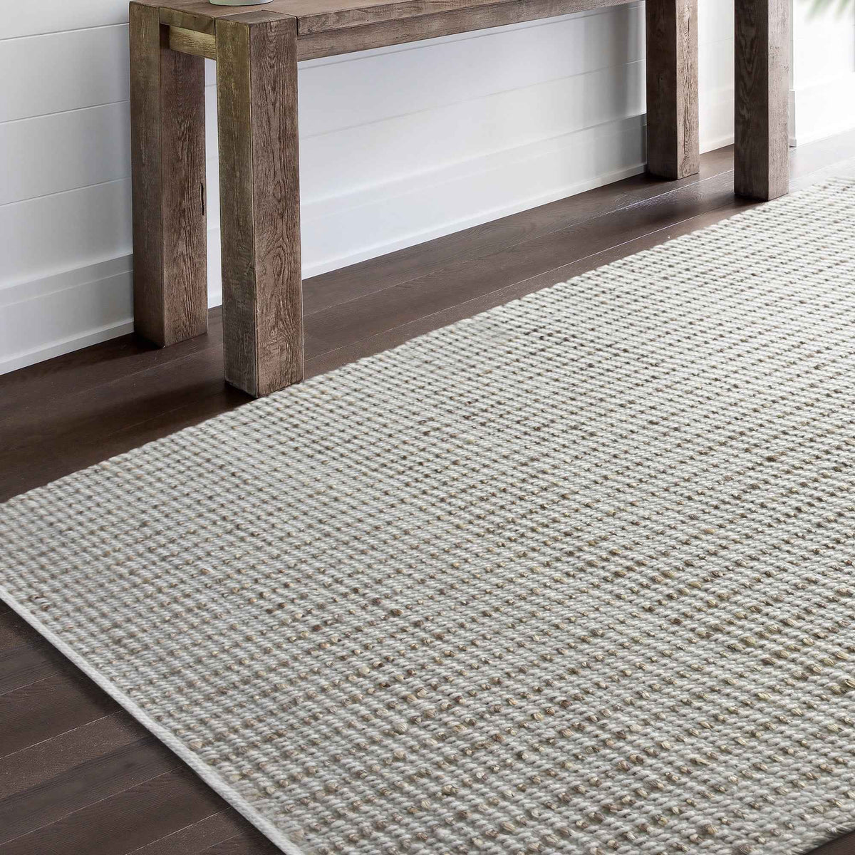 Monolith & Heart Brenda Hand-Woven Jute & Wool Rug, Natural White & Natural