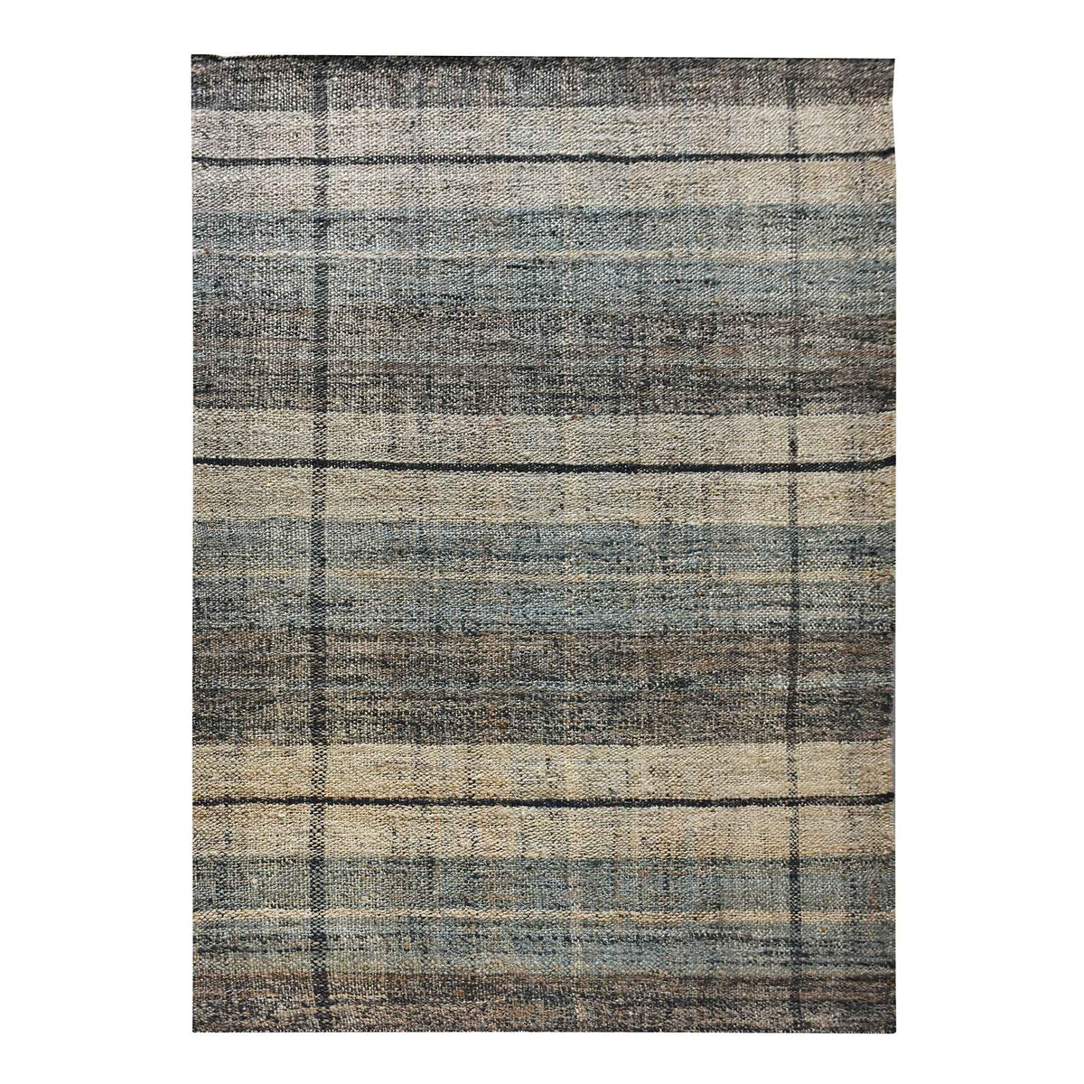 Monolith & Heart Busto Punja Hand-Woven Hemp & Wool Rug, Natural, Sage & Charcoal