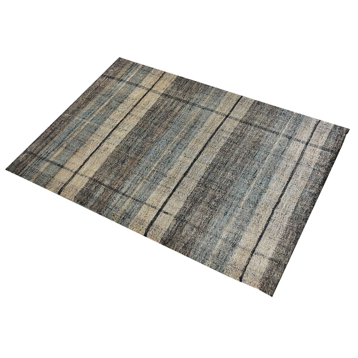 Monolith & Heart Busto Punja Hand-Woven Hemp & Wool Rug, Natural, Sage & Charcoal