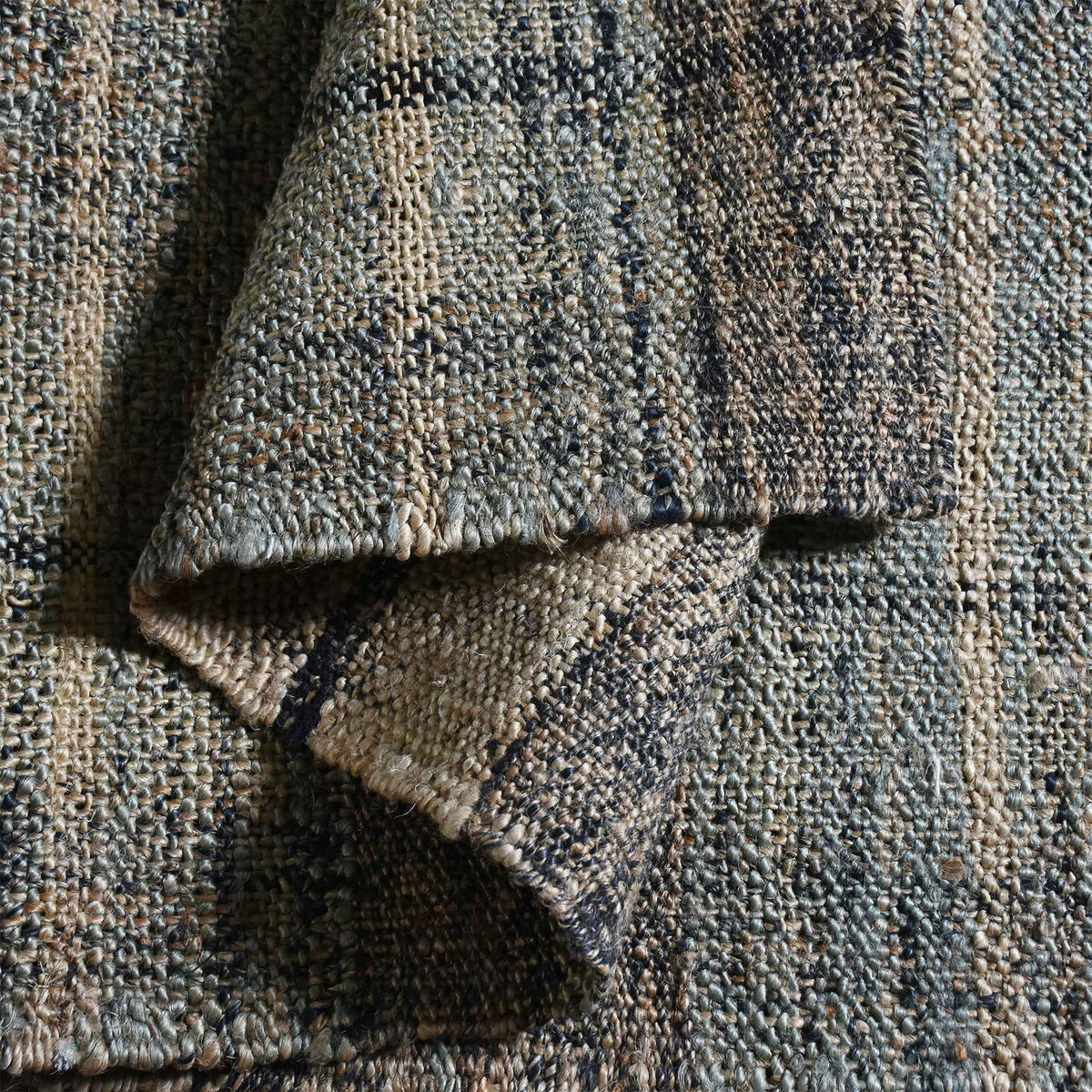 Monolith & Heart Busto Punja Hand-Woven Hemp & Wool Rug, Natural, Sage & Charcoal