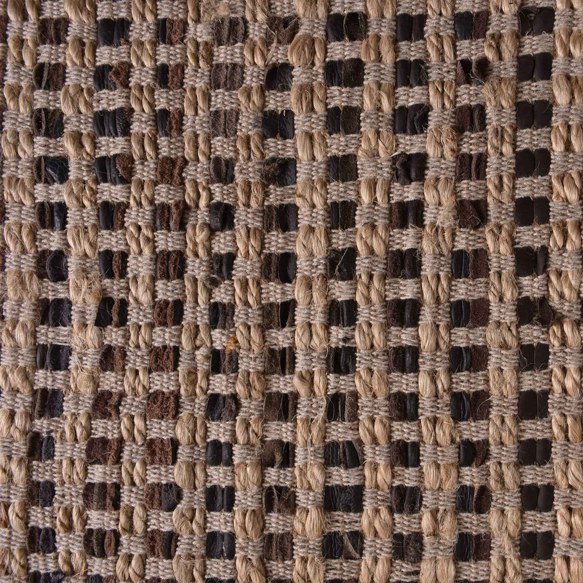 Monolith & Heart Cahill Hand-Woven Leather & Jute Rug, Natural White & Espresso
