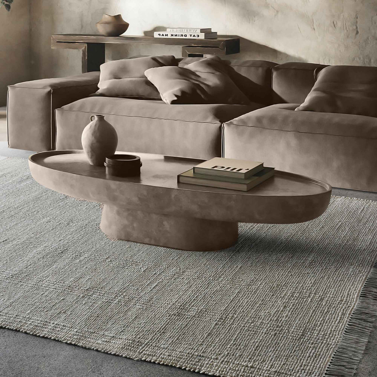 Monolith & Heart Calumet Punja Kelim Jute Rug, Natural White & Natural