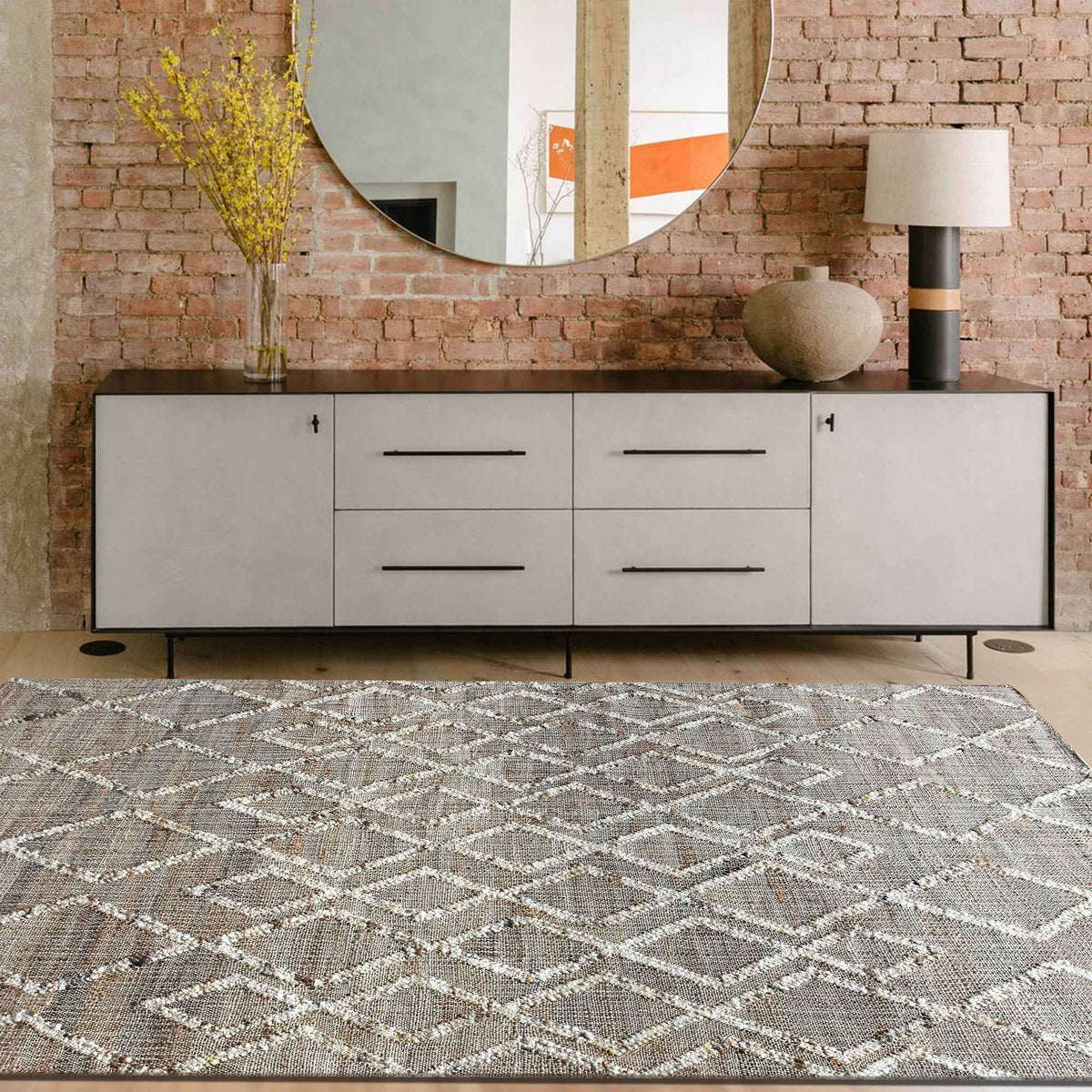 Monolith & Heart Camsell Punja Hand-Woven Hemp & Wool Rug, Natural & Natural White