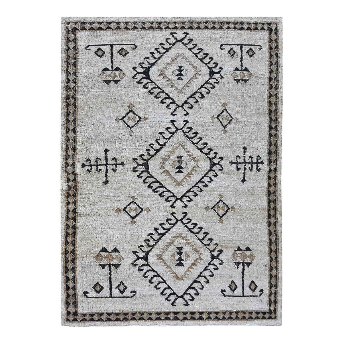 Monolith & Heart Capitari Punja Hand-Woven Hemp & Wool Rug, Natural & Charcoal