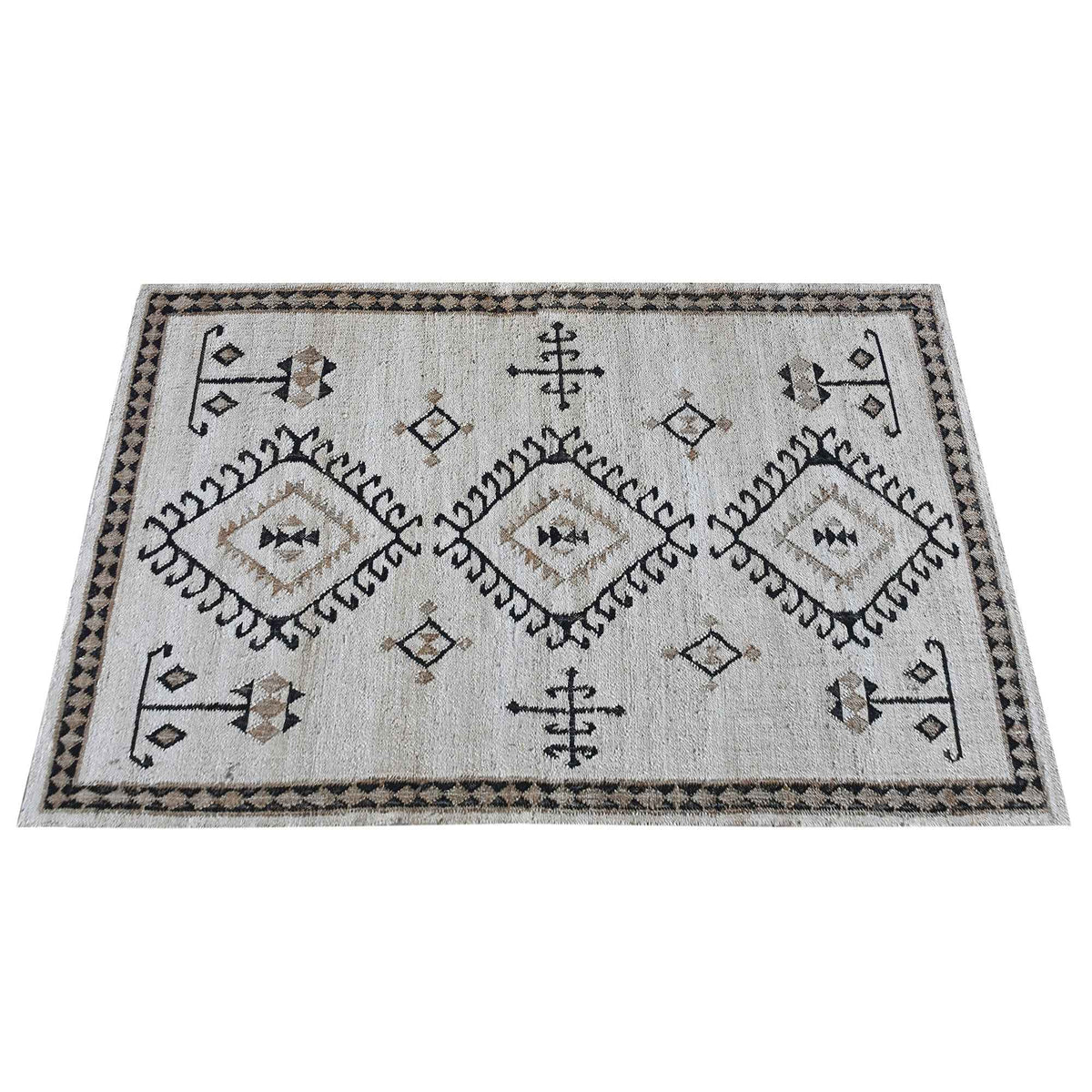 Monolith & Heart Capitari Punja Hand-Woven Hemp & Wool Rug, Natural & Charcoal