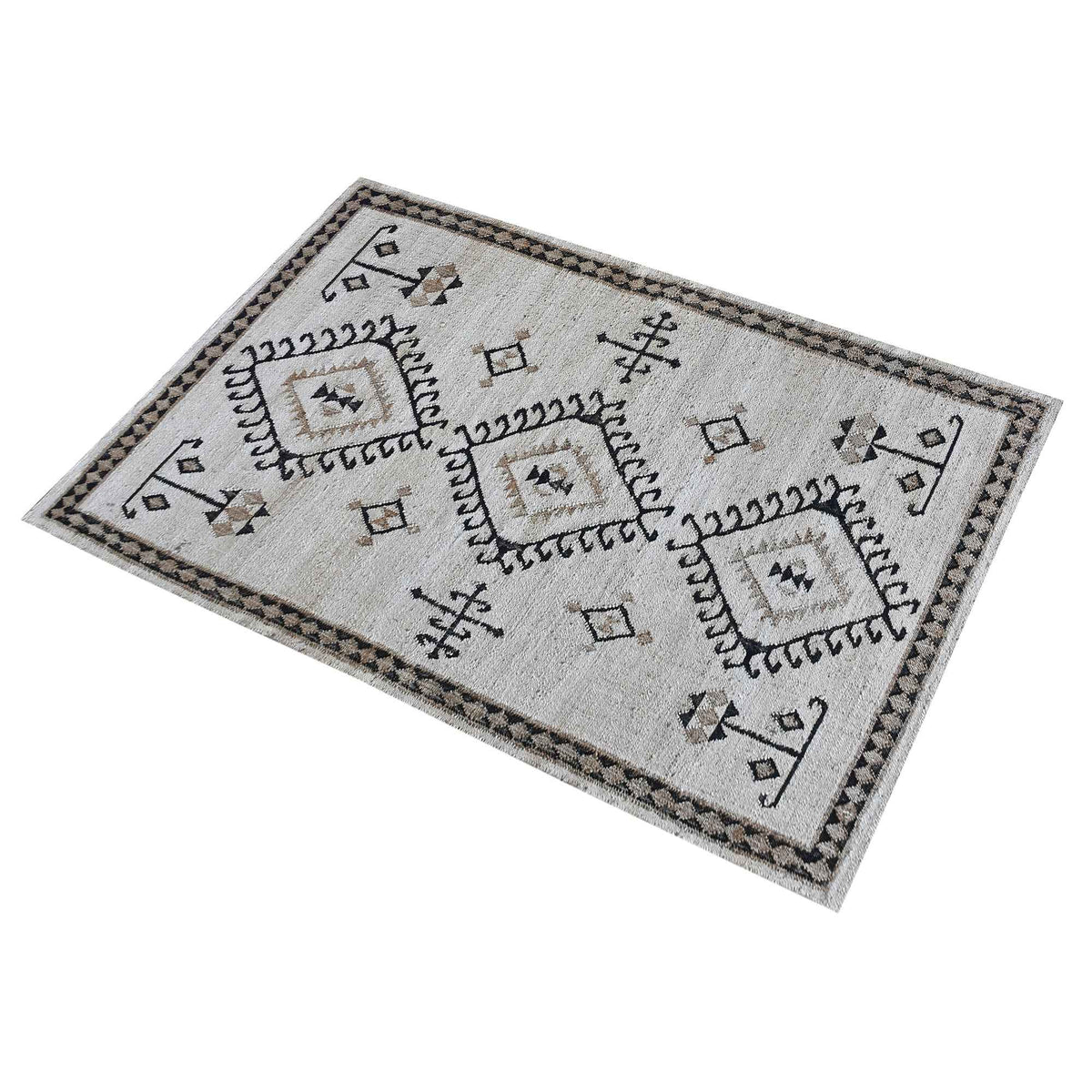 Monolith & Heart Capitari Punja Hand-Woven Hemp & Wool Rug, Natural & Charcoal
