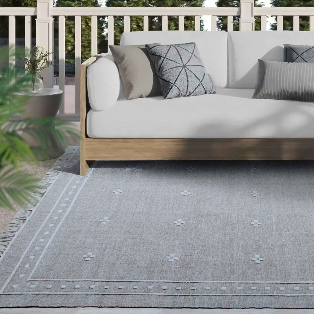 Monolith & Heart Cartigan Hand-Woven Recycled Polypropylene & PET Rug, Beige & Natural White