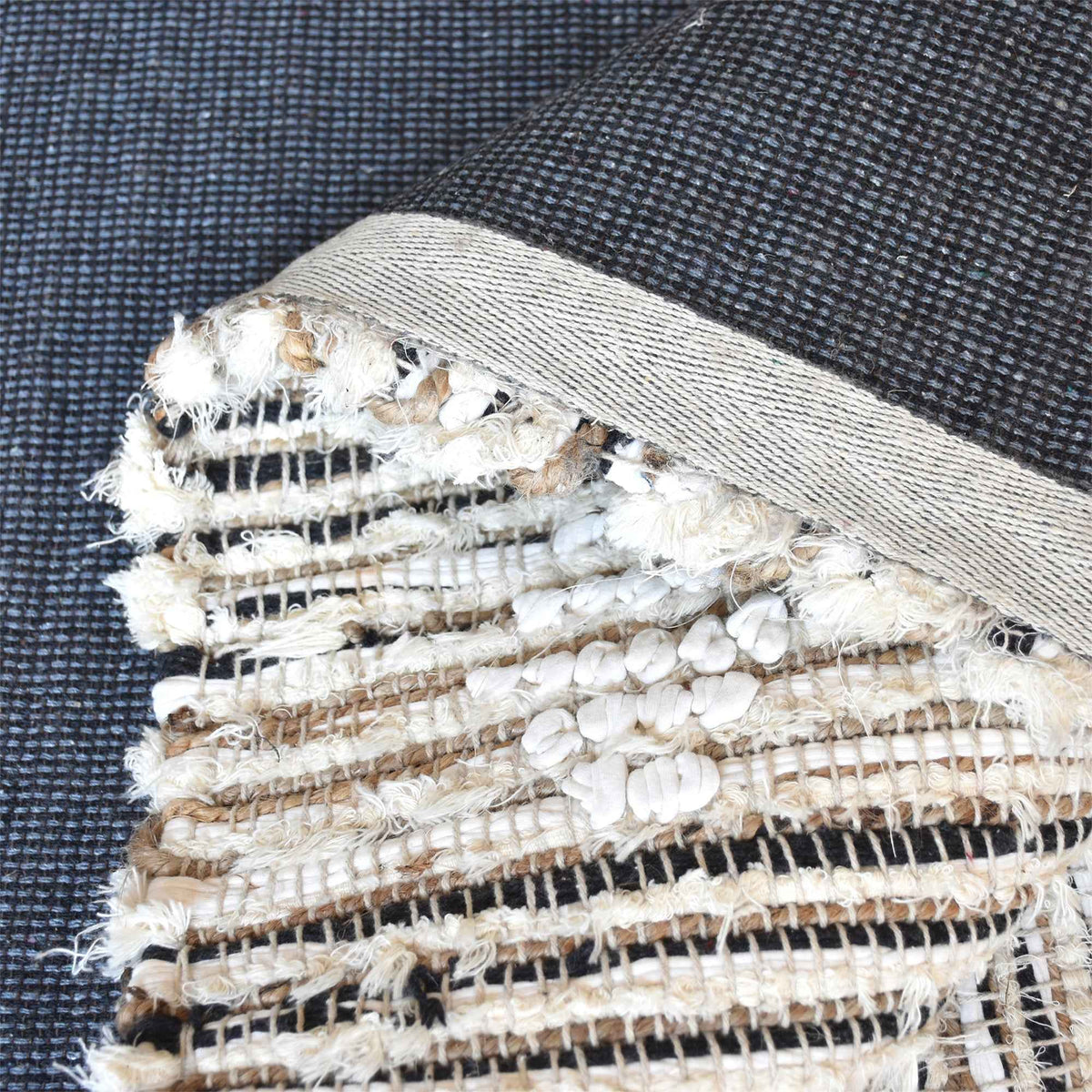 Monolith & Heart Caspia Flatweave Rug, Recycled Cotton and Hemp, Handwoven, Neutral Colors, Multiple Sizes