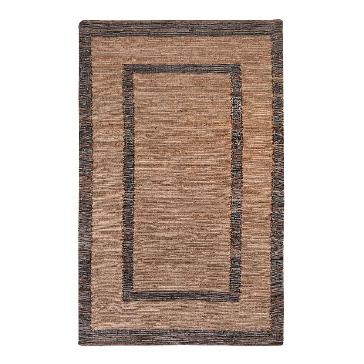 Monolith & Heart Cermak Hand-Woven Leather & Jute Rug, Natural & Brown