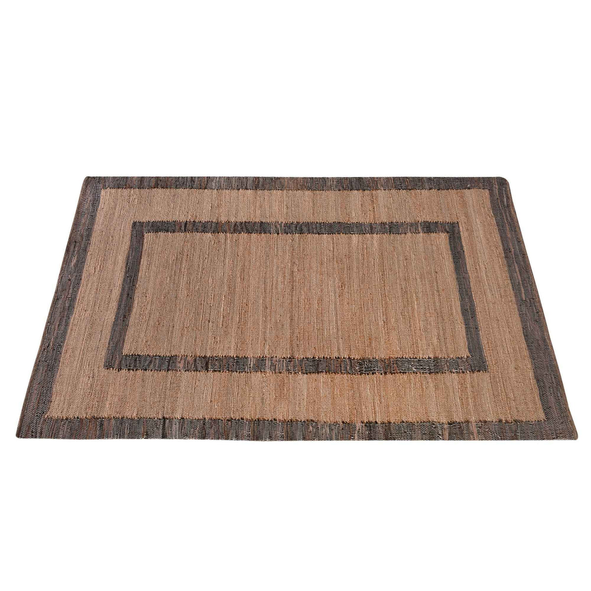 Monolith & Heart Cermak Hand-Woven Leather & Jute Rug, Natural & Brown