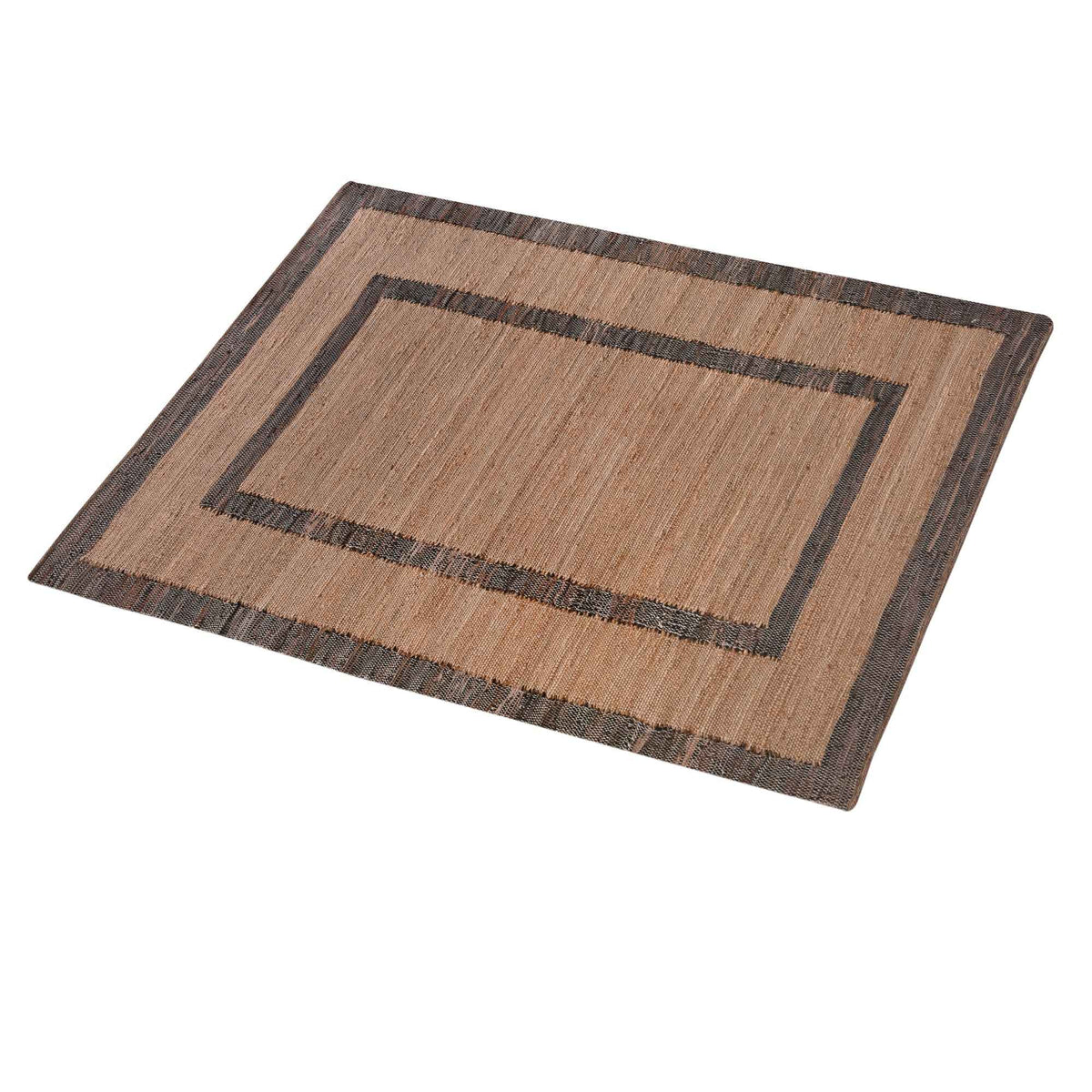 Monolith & Heart Cermak Hand-Woven Leather & Jute Rug, Natural & Brown