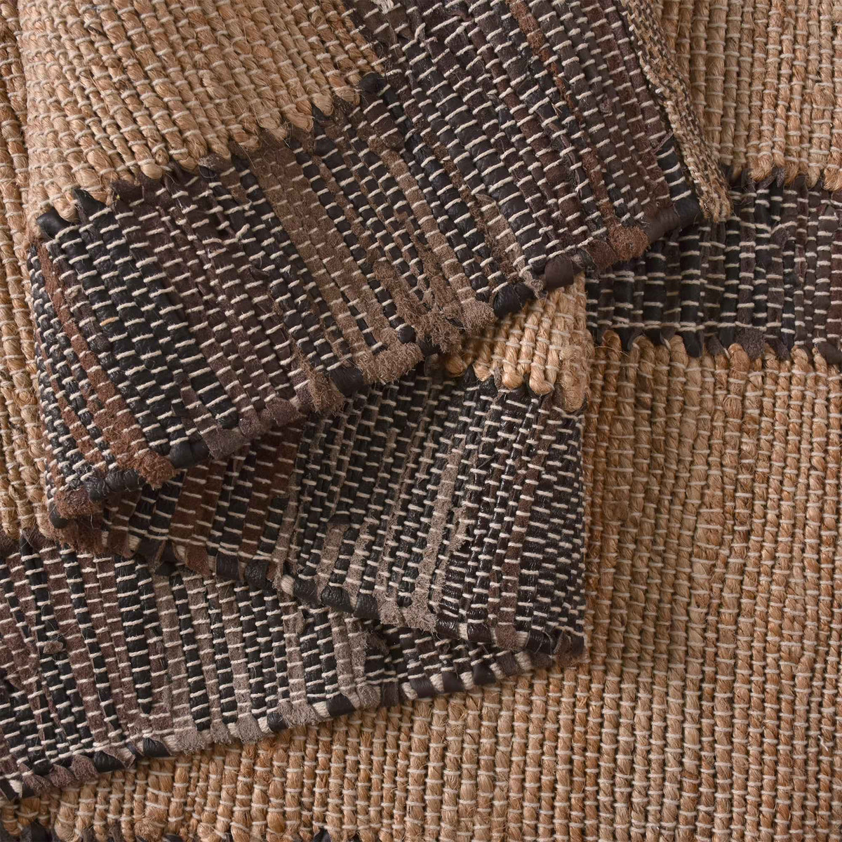 Monolith & Heart Cermak Hand-Woven Leather & Jute Rug, Natural & Brown