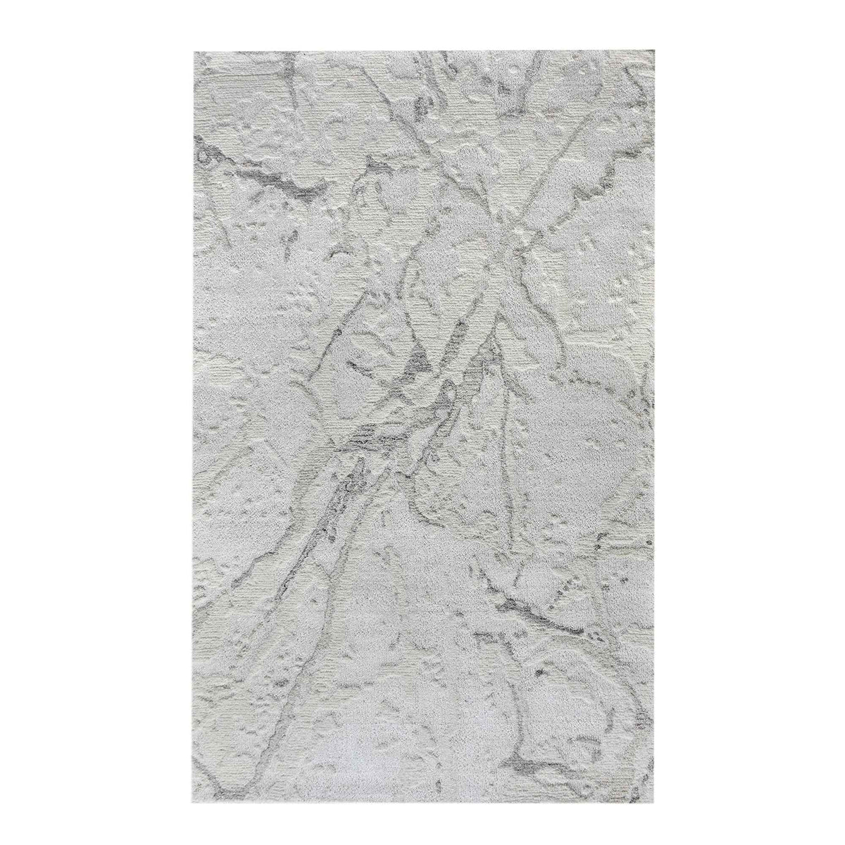Monolith & Heart Cheryl Hand-Woven Wool & Viscose Rug, Natural White & Grey