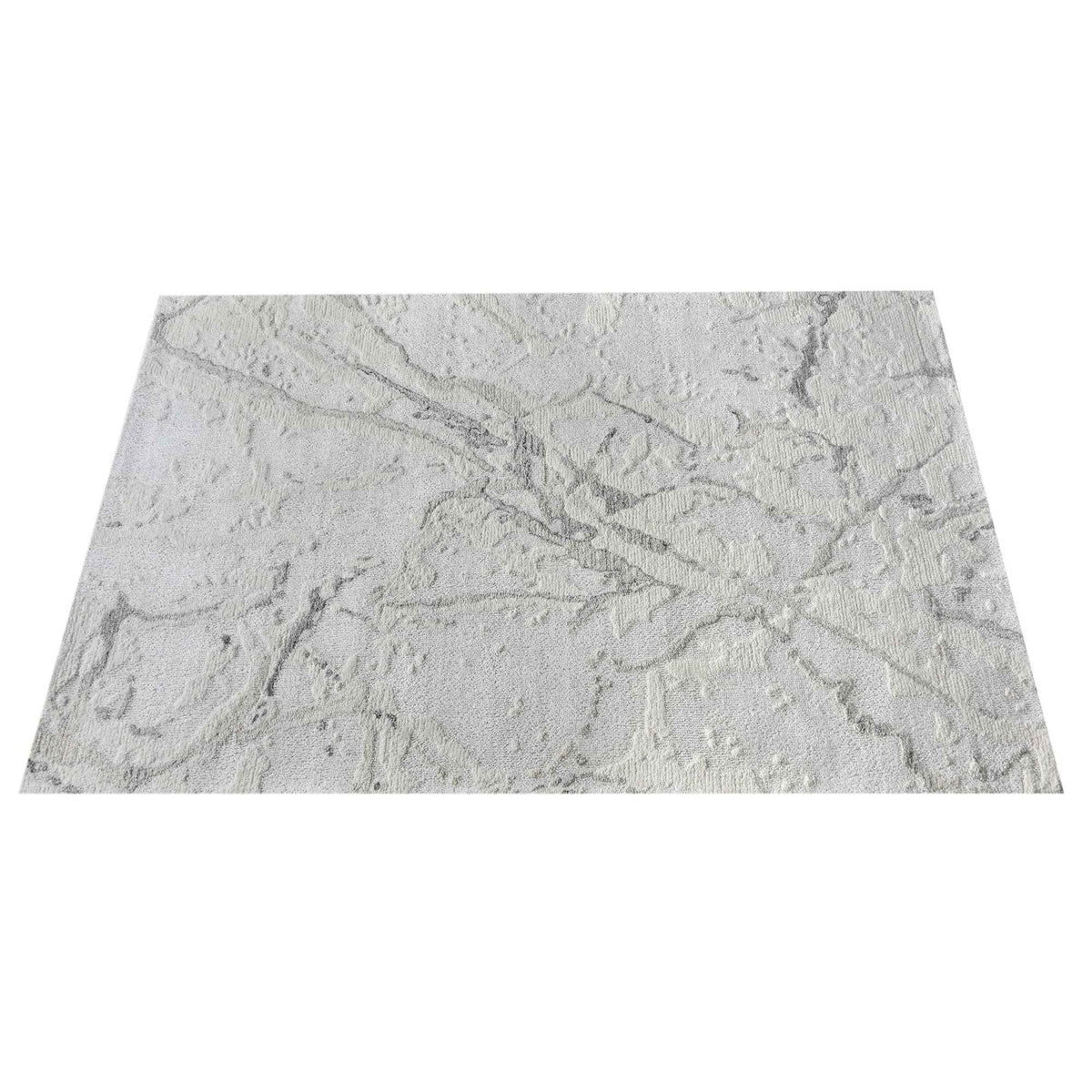 Monolith & Heart Cheryl Hand-Woven Wool & Viscose Rug, Natural White & Grey