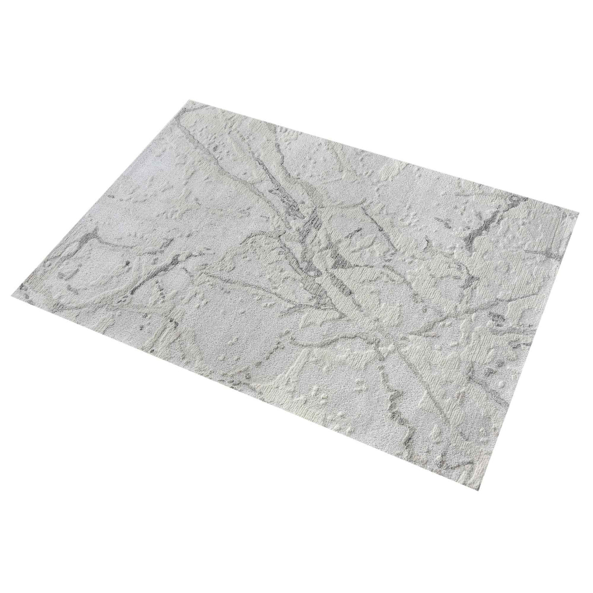 Monolith & Heart Cheryl Hand-Woven Wool & Viscose Rug, Natural White & Grey