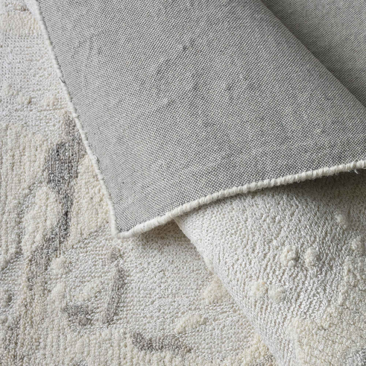 Monolith & Heart Cheryl Hand-Woven Wool & Viscose Rug, Natural White & Grey