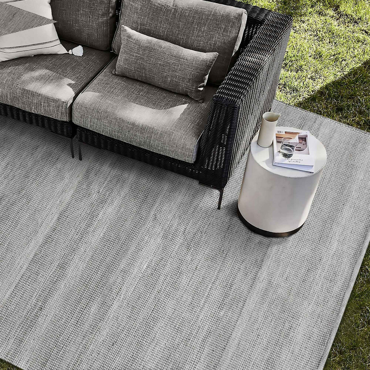 Monolith & Heart Cima Punja Kelim Recycled PET Rug, Taupe & Natural White