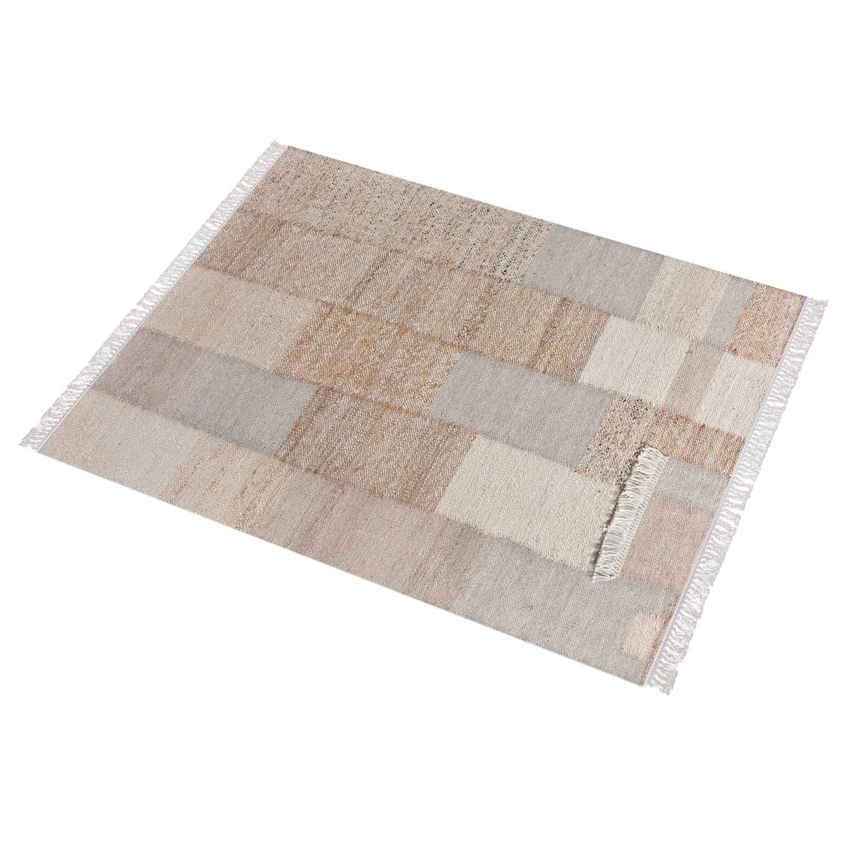 Monolith & Heart Colison Punja Kelim Jute, Wool & Recycled PET Rug, Natural
