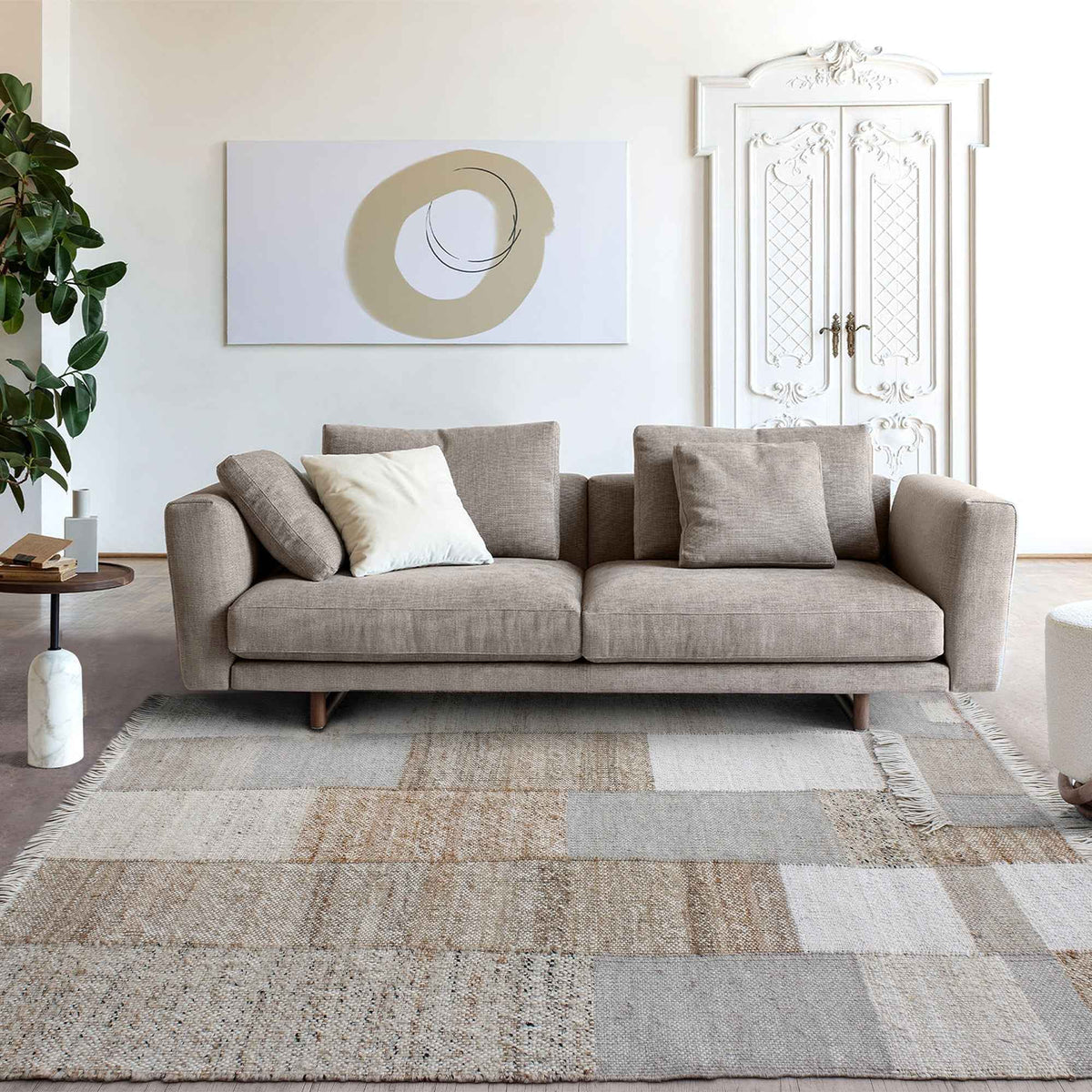 Monolith & Heart Colison Punja Kelim Jute, Wool & Recycled PET Rug, Natural