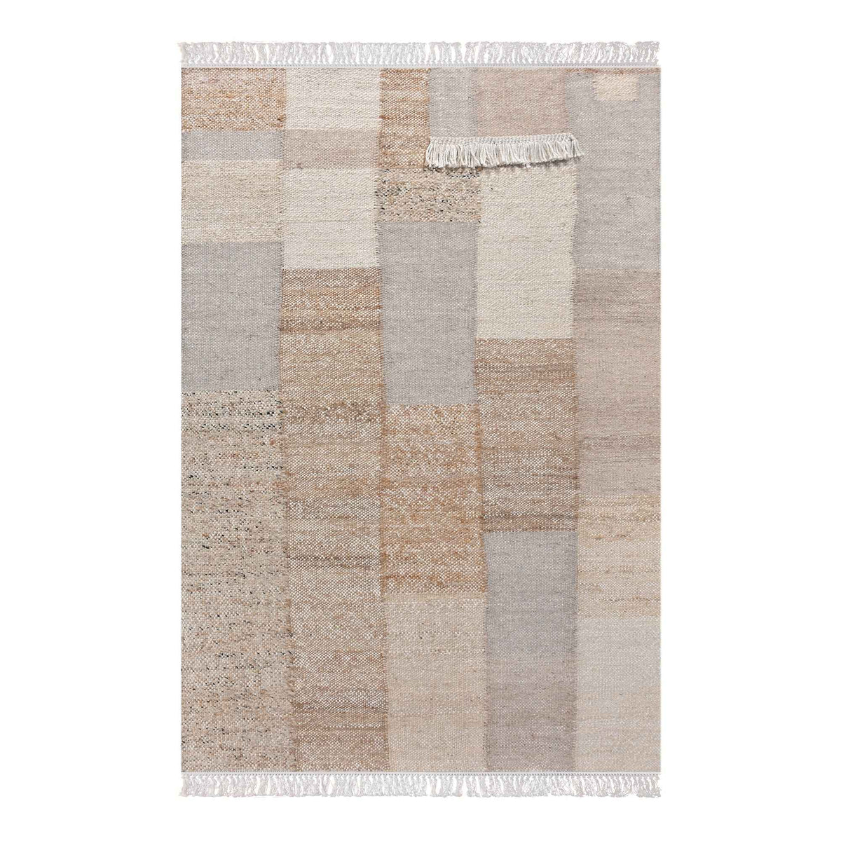 Monolith & Heart Colison Punja Kelim Jute, Wool & Recycled PET Rug, Natural