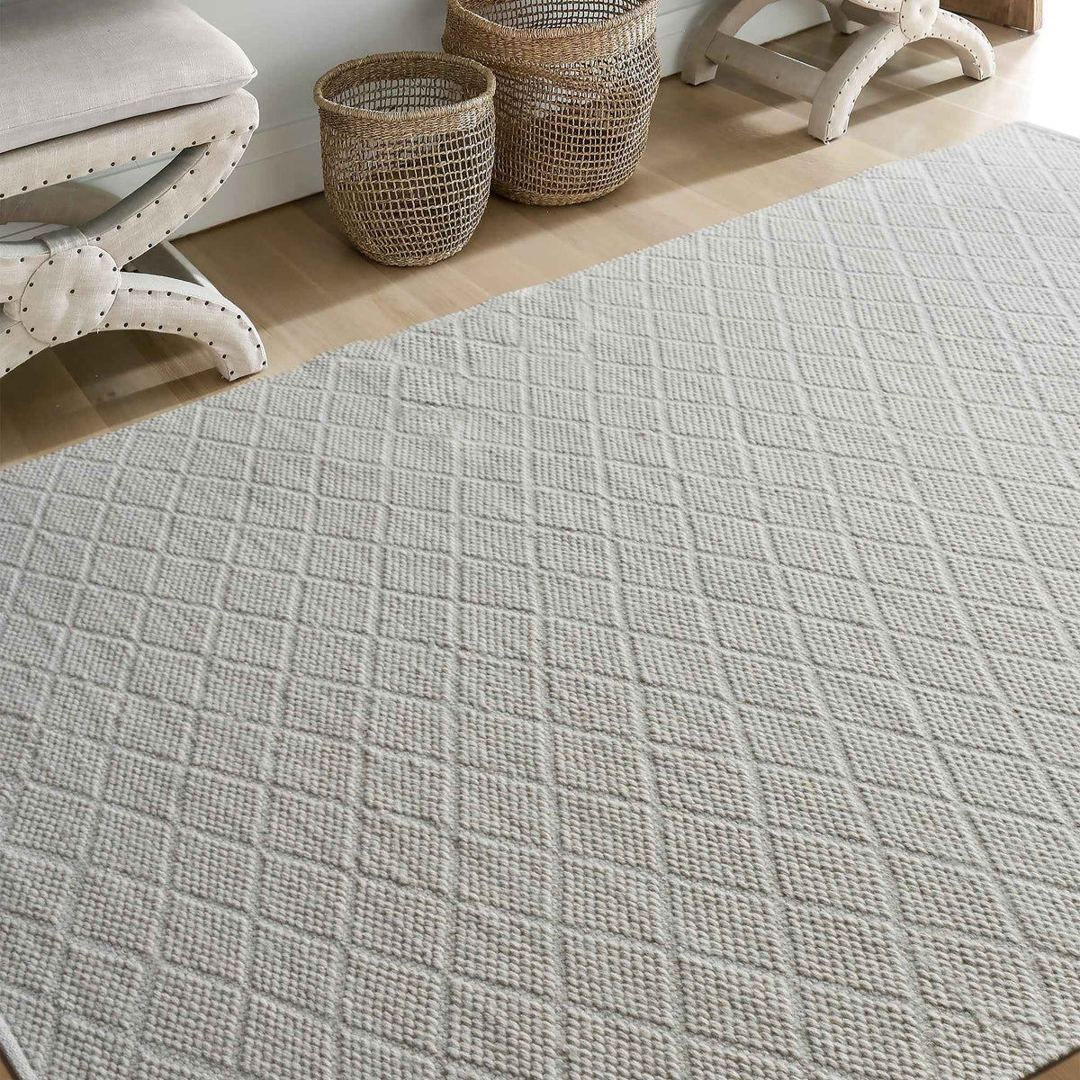 Monolith & Heart Cometa Hand-Woven Wool Rug, Natural White