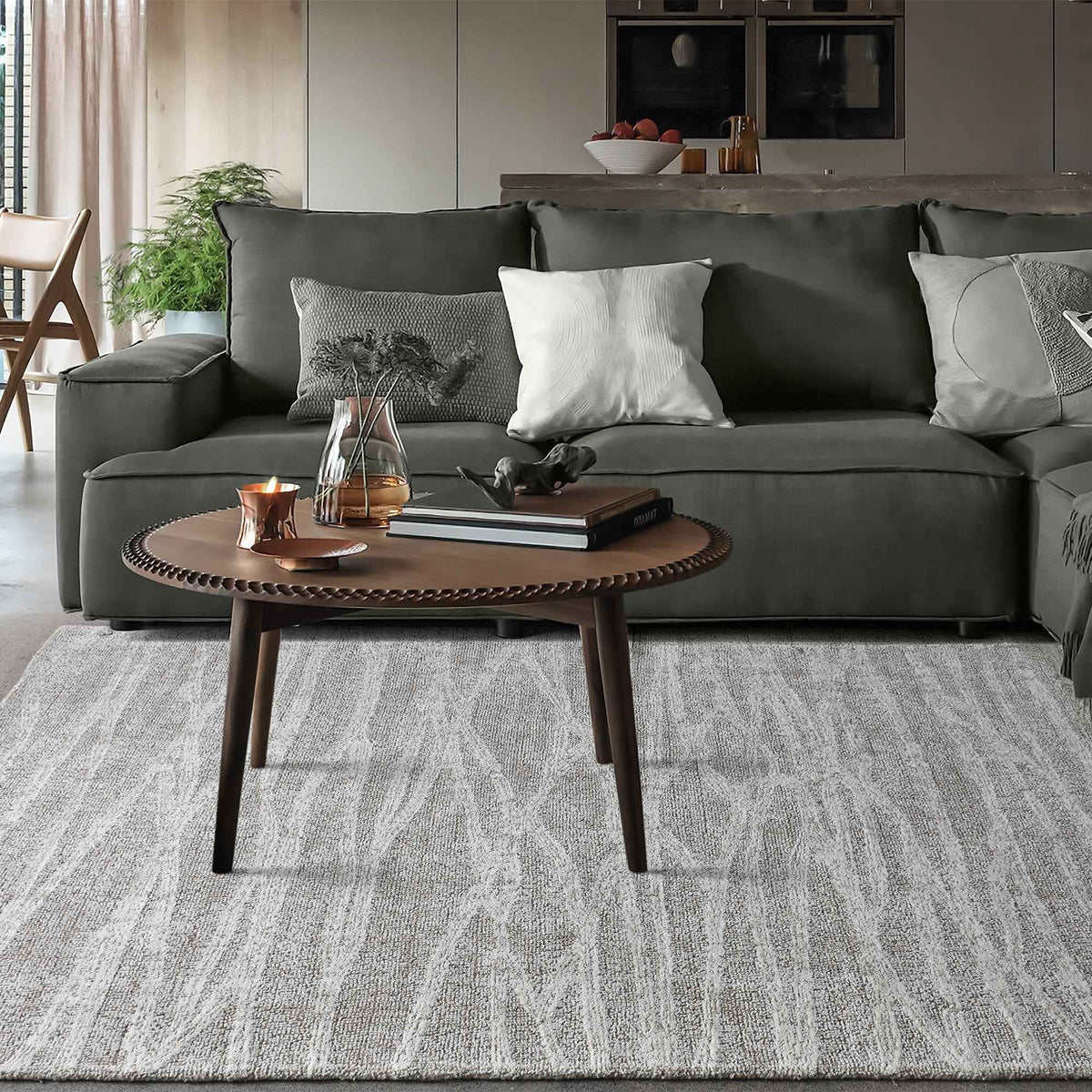 Monolith & Heart Conann Hand-Woven Wool Rug, Beige & Natural White
