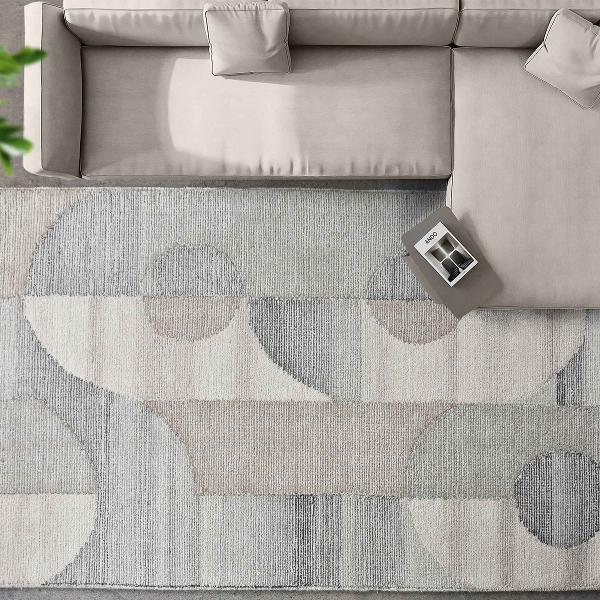 Monolith & Heart Cuini Hand-Woven & Over-Tufted Wool Rug, Ivory, Grey & Beige