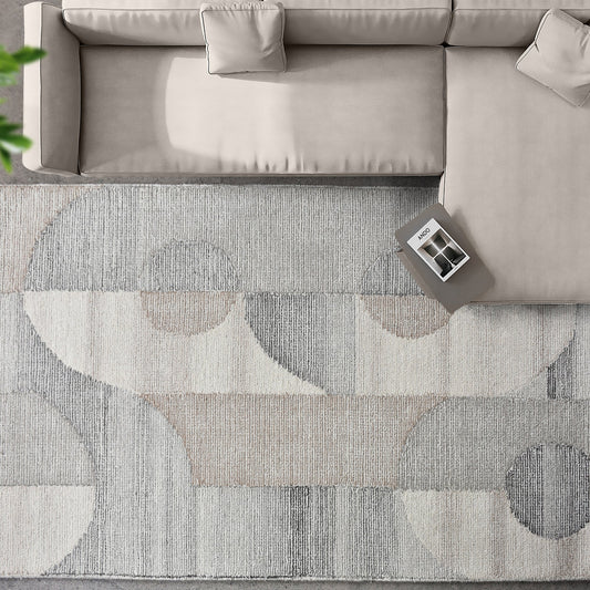 CUINI RUG - IVORY/BEIGE/GREY - WOOL - HAND WOVEN, OVER TUFTED
