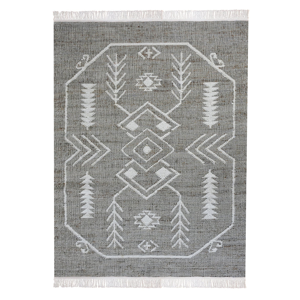 Area Rug, Bedroom Rug, Living Room Rug, Living Area Rug, Indian Rug, Office Carpet, Office Rug, Shop Rug Online, Hemp, Wool, Grey, Natural White, Punja, Flat Weave, Boho-Chic