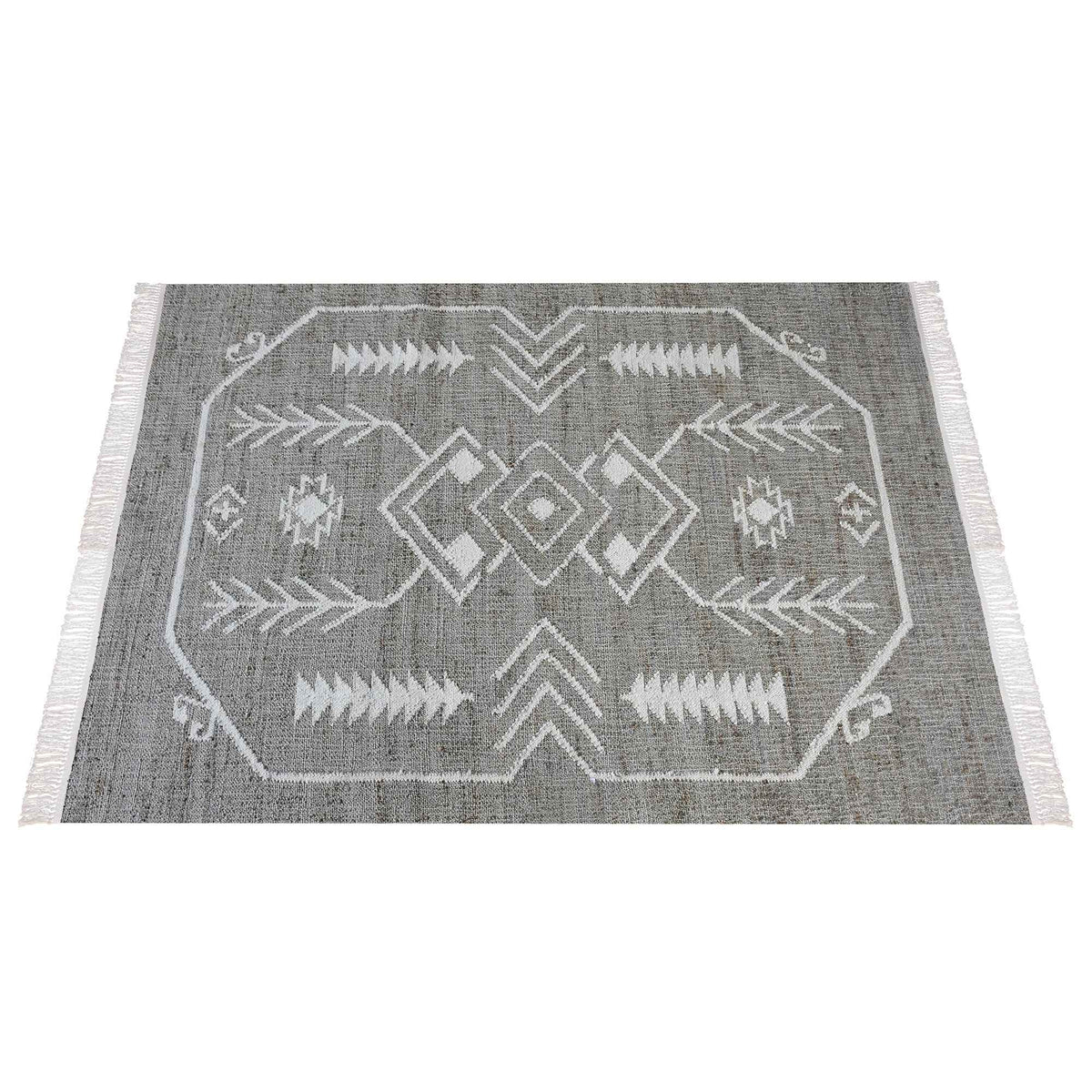Monolith & Heart Curraw Punja Hand-Woven Hemp & Wool Rug, Grey & Natural White