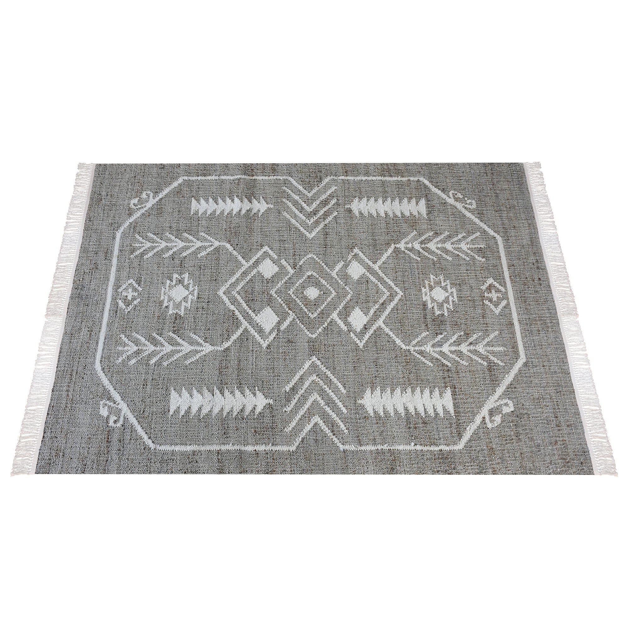 Area Rug, Bedroom Rug, Living Room Rug, Living Area Rug, Indian Rug, Office Carpet, Office Rug, Shop Rug Online, Hemp, Wool, Grey, Natural White, Punja, Flat Weave, Boho-Chic