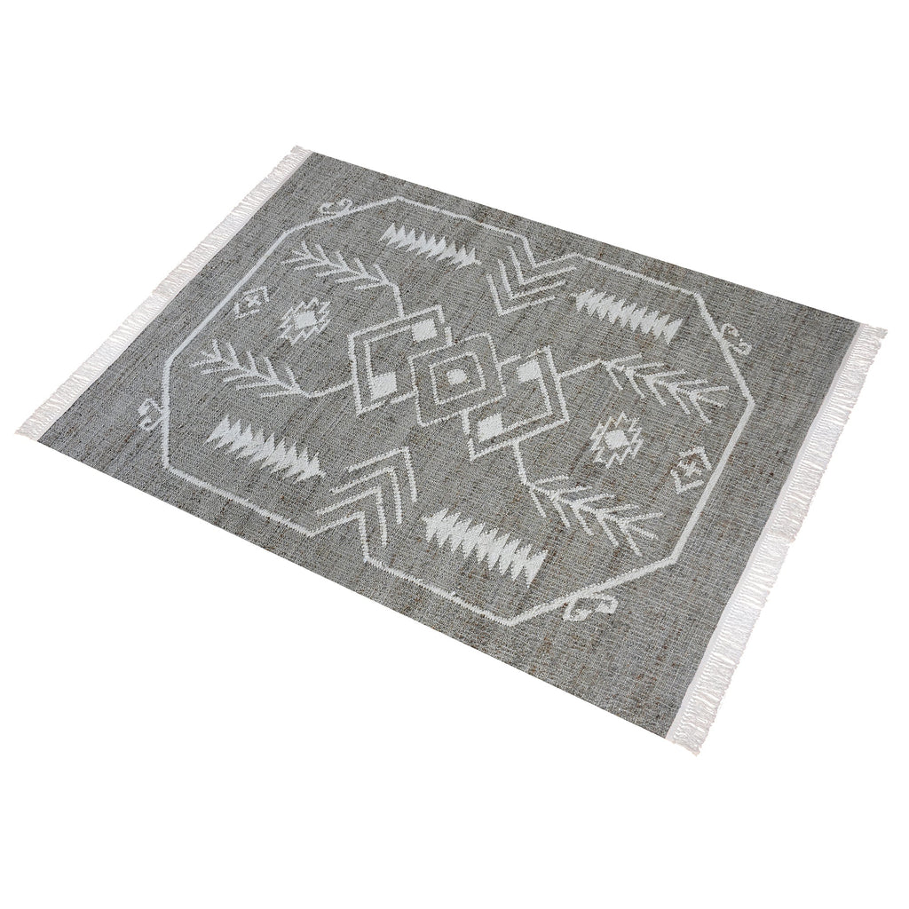 Area Rug, Bedroom Rug, Living Room Rug, Living Area Rug, Indian Rug, Office Carpet, Office Rug, Shop Rug Online, Hemp, Wool, Grey, Natural White, Punja, Flat Weave, Boho-Chic