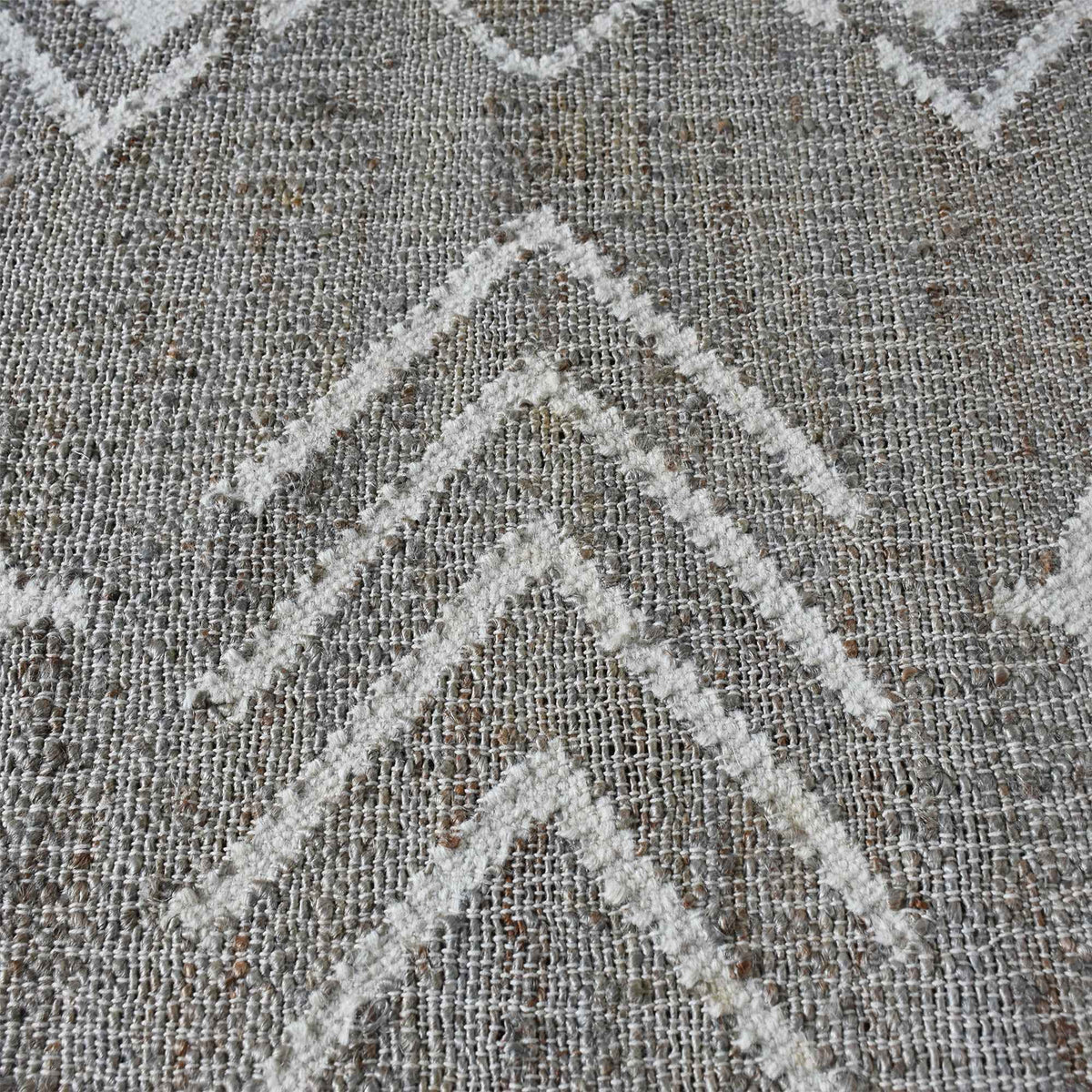 Monolith & Heart Curraw Punja Hand-Woven Hemp & Wool Rug, Grey & Natural White