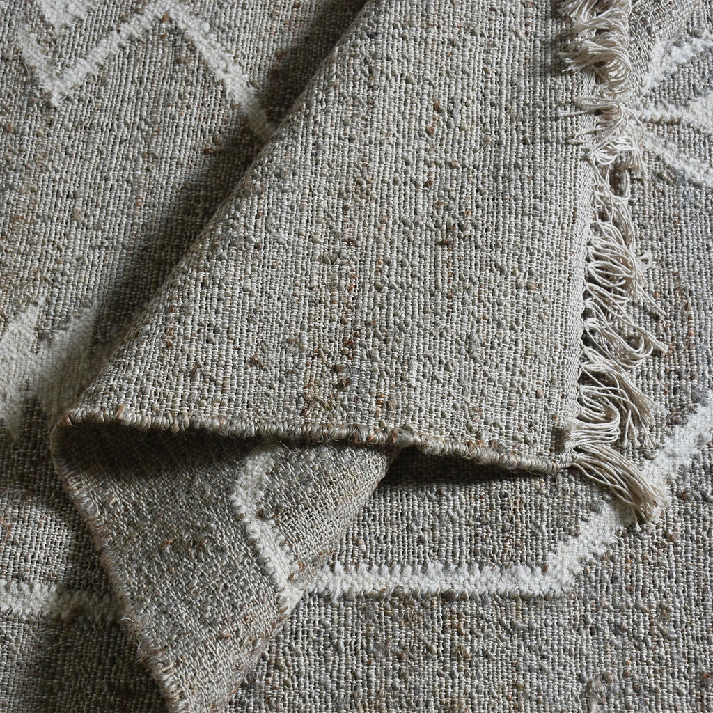 Area Rug, Bedroom Rug, Living Room Rug, Living Area Rug, Indian Rug, Office Carpet, Office Rug, Shop Rug Online, Hemp, Wool, Grey, Natural White, Punja, Flat Weave, Boho-Chic
