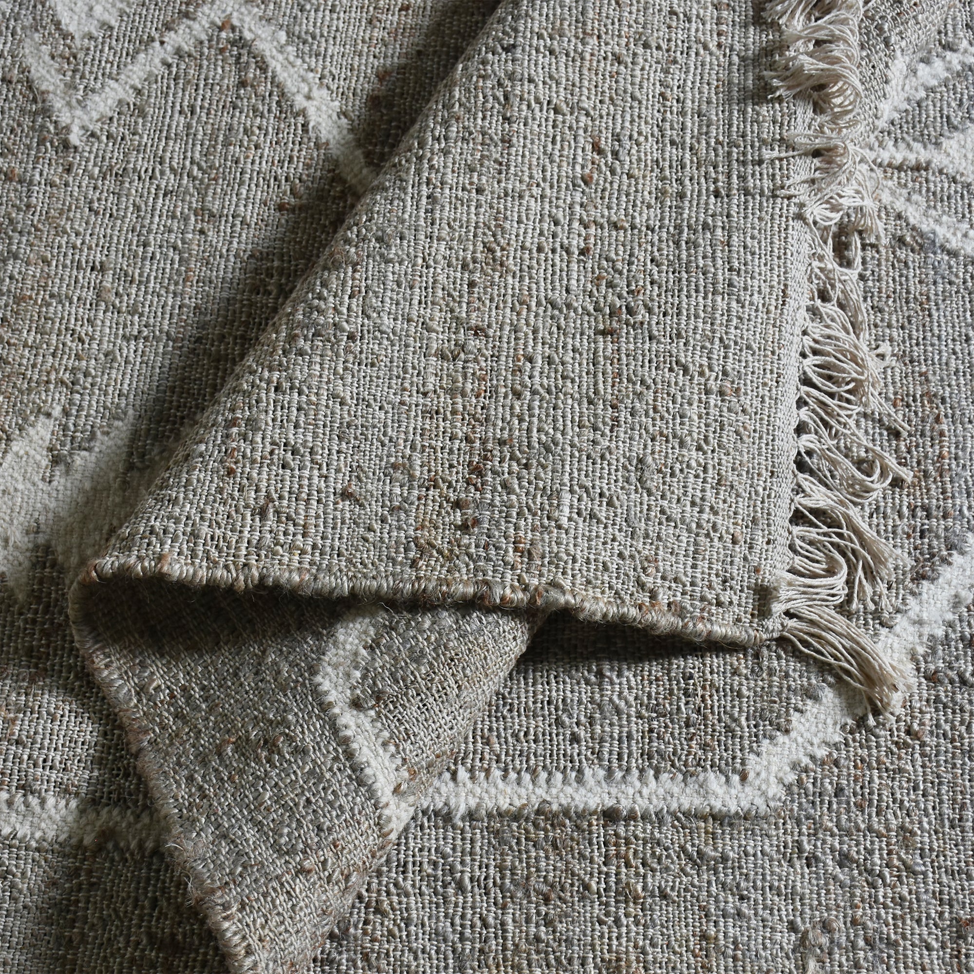 Area Rug, Bedroom Rug, Living Room Rug, Living Area Rug, Indian Rug, Office Carpet, Office Rug, Shop Rug Online, Hemp, Wool, Grey, Natural White, Punja, Flat Weave, Boho-Chic