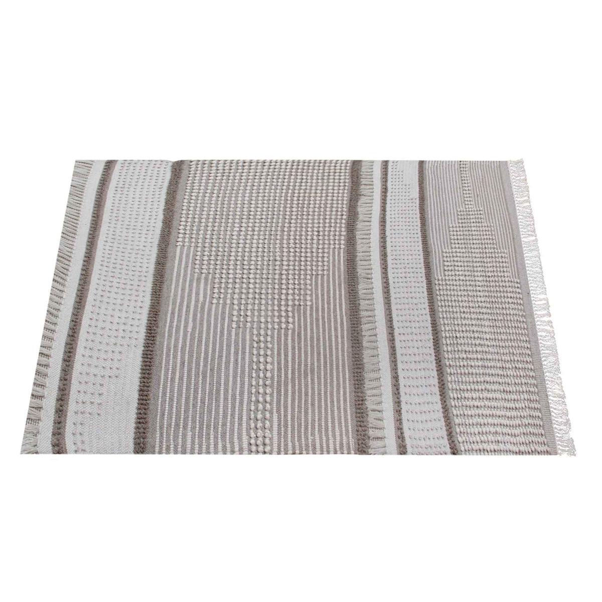 Monolith & Heart Cabalian Hand-Woven Wool, Cotton & Recycled PET Rug, Natural White, Beige & Grey