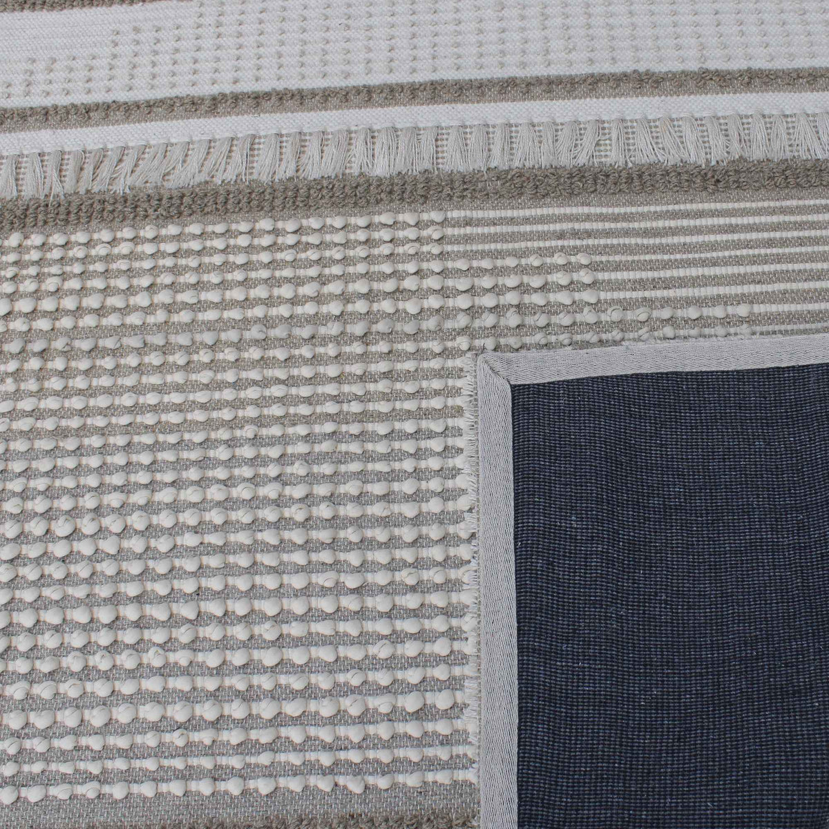 Monolith & Heart Cabalian Hand-Woven Wool, Cotton & Recycled PET Rug, Natural White, Beige & Grey