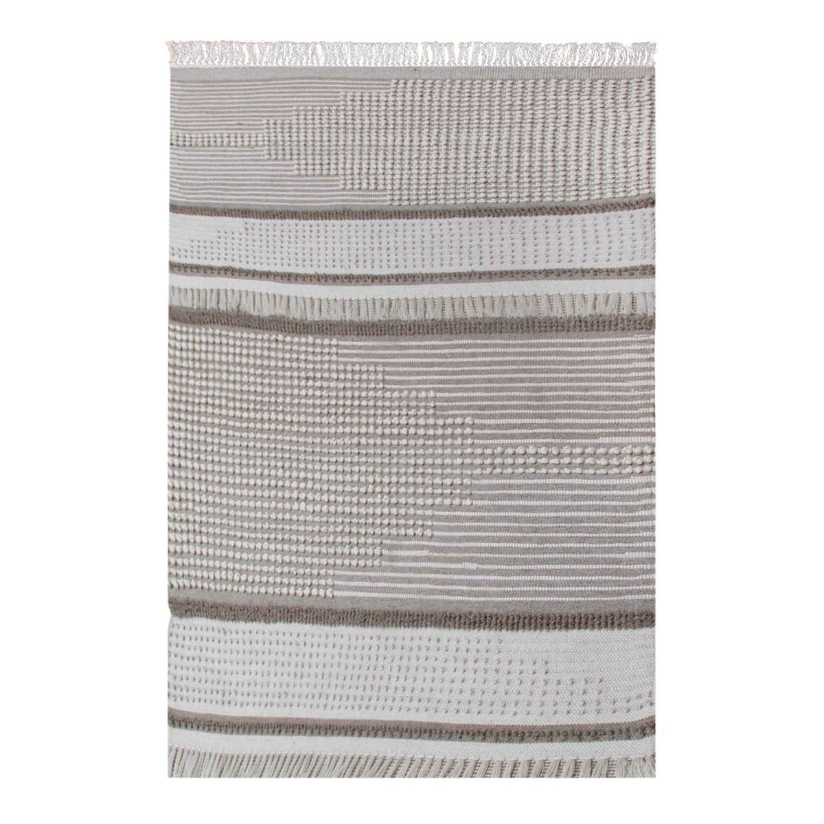 Monolith & Heart Cabalian Hand-Woven Wool, Cotton & Recycled PET Rug, Natural White, Beige & Grey
