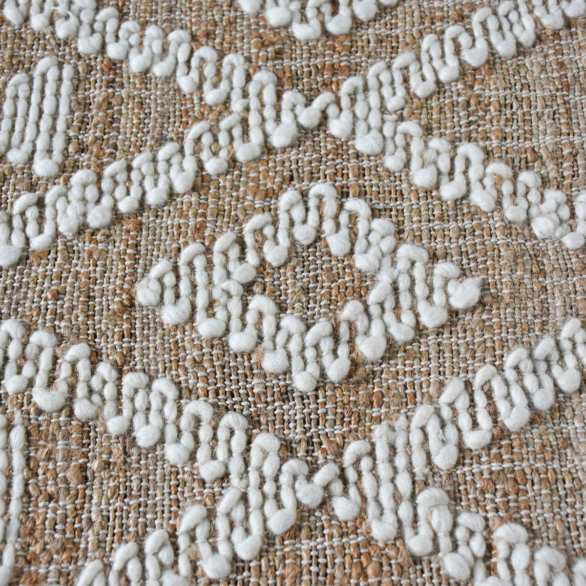 Monolith & Heart Chatel Punja Kelim Jute & Wool Rug, Natural & Natural White