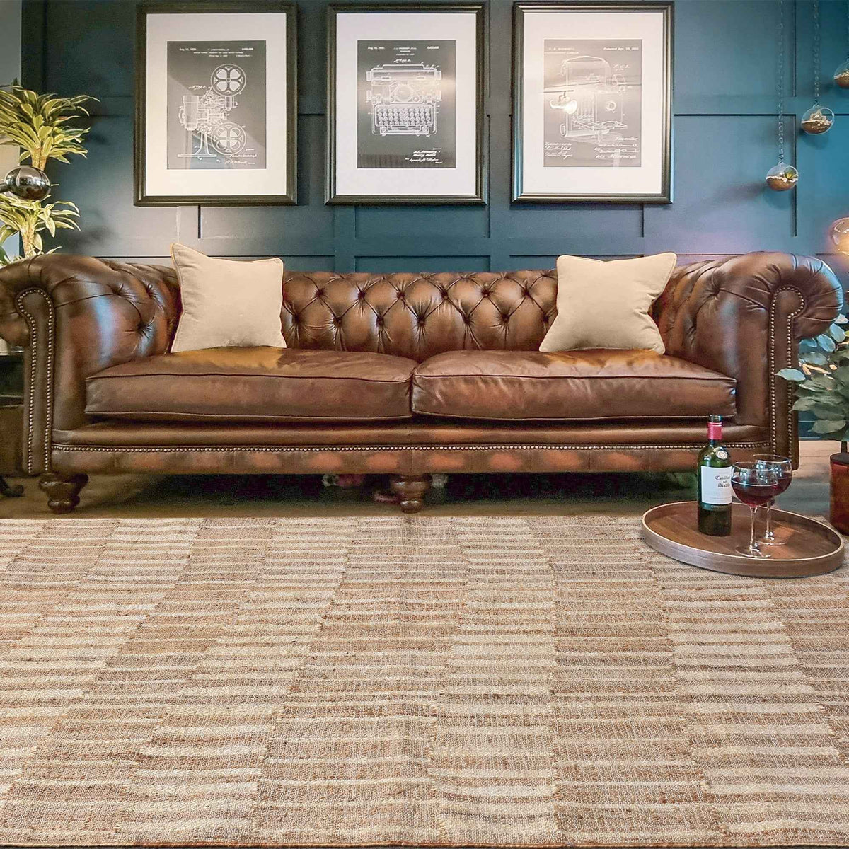 Monolith & Heart Daggett Punja Kelim Jute Rug, Natural & Natural White